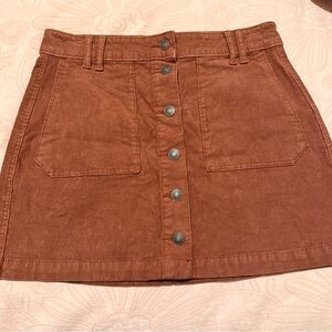 American Eagle Outfitters Women’s Brown Corduroy Skirt – Button Pocket Design, S